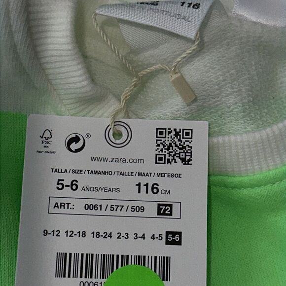 ZARA Kids | Neon Green | NEON STRIPED SWEATSHIRT - Picture 7 of 7